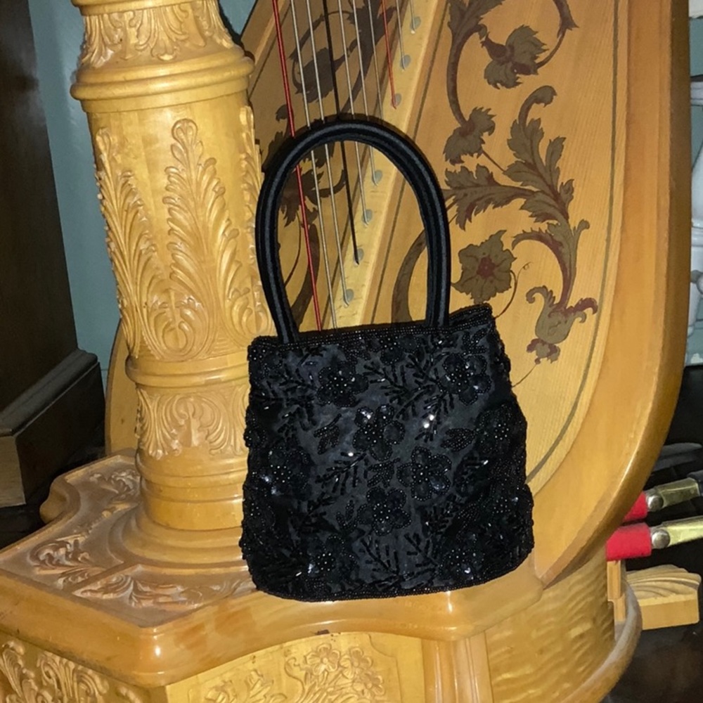 Black Beaded Evening Bag